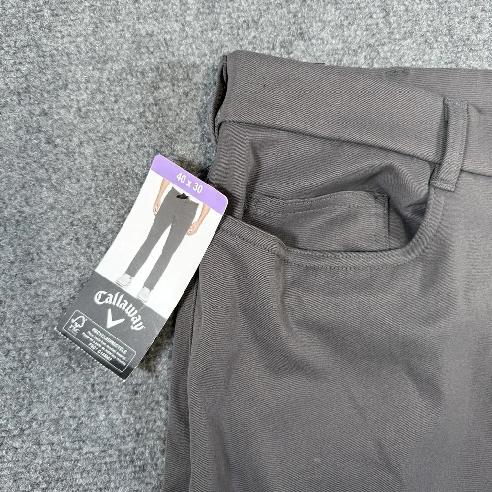 New Callaway Pants Mens 40x30 Gray Stretch Lightweight 5 Pocket‎ Golf Athletic